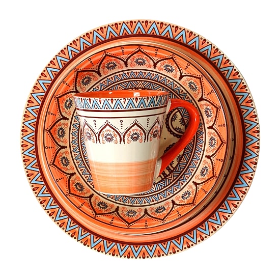 Elama Zen Rust Mozaik 16-pc. Stoneware Dinnerware Set