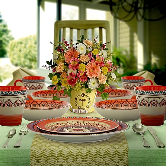 Elama Zen Rust Mozaik 16-pc. Stoneware Dinnerware Set