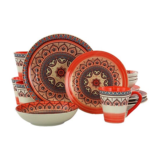 Elama Zen Rust Mozaik 16-pc. Stoneware Dinnerware Set