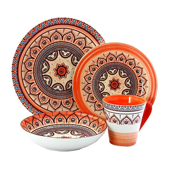 Elama Zen Rust Mozaik 16-pc. Stoneware Dinnerware Set