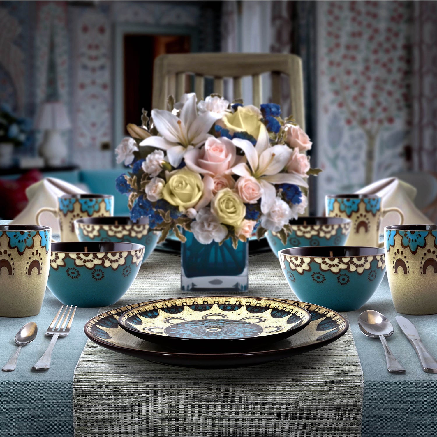 Elama Clay Heart 16-pc. Stoneware Dinnerware Set