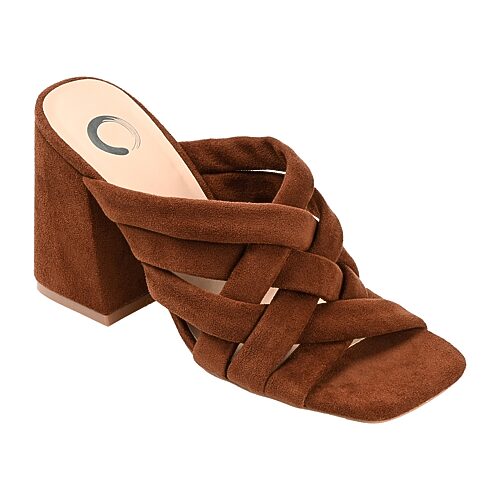 Journee Collection Dorisa Womens Round Open Toe Block Heel Pumps, 9 Medium, Brown