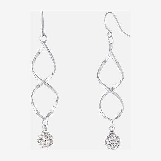 Sparkle Allure Womens Crystal Pure Silver Over Brass Drop Earrings