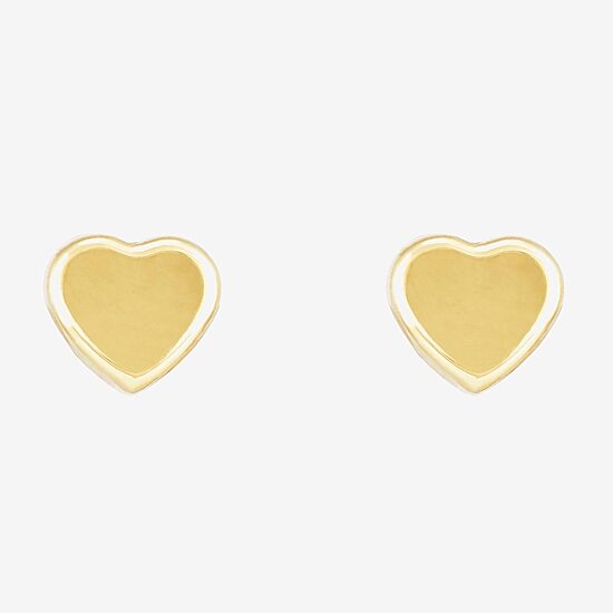 14K Gold 7mm Heart Stud Earrings