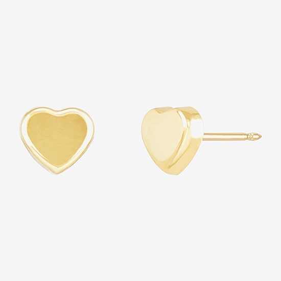 14K Gold 7mm Heart Stud Earrings