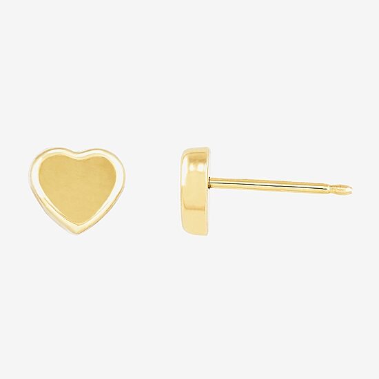 14K Gold 7mm Heart Stud Earrings