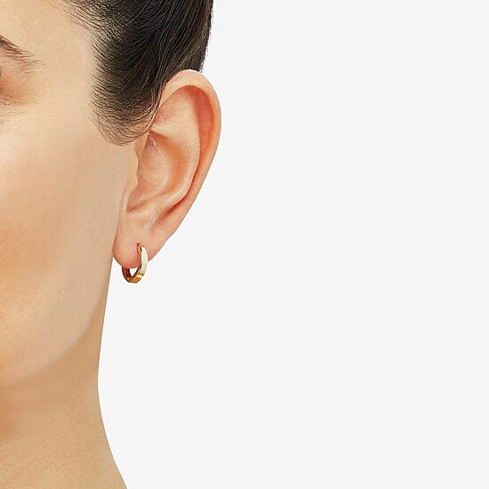 Womens 14K Gold 13.8mm Round Hoop Earrings
