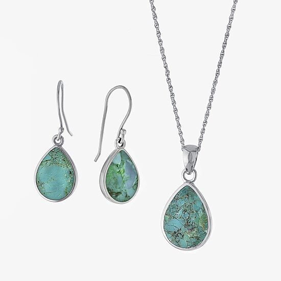 Womens Enhanced Blue Turquoise Sterling Silver 2-pc. Jewelry Set