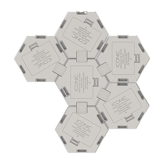 Iconic HexGlow Tile Lights, Six Hexagonal Lights with Full RGB Spectrum LEDs and Touch Controls