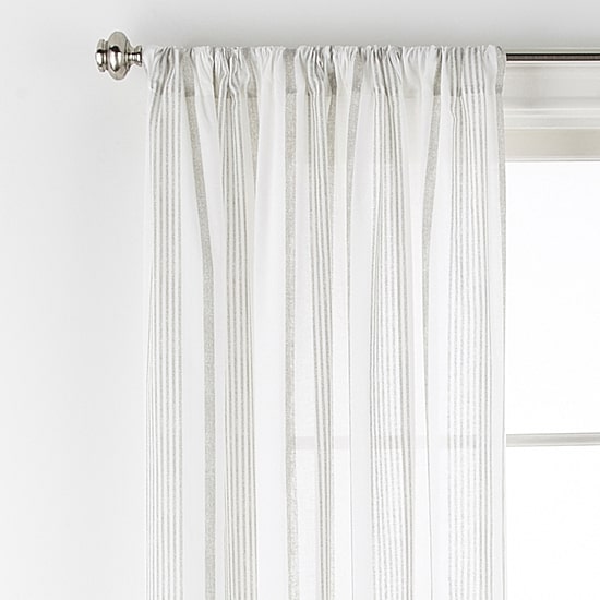 Linden Street Jameson Cotton Print Rod Pocket Sheer Single Curtain Panel