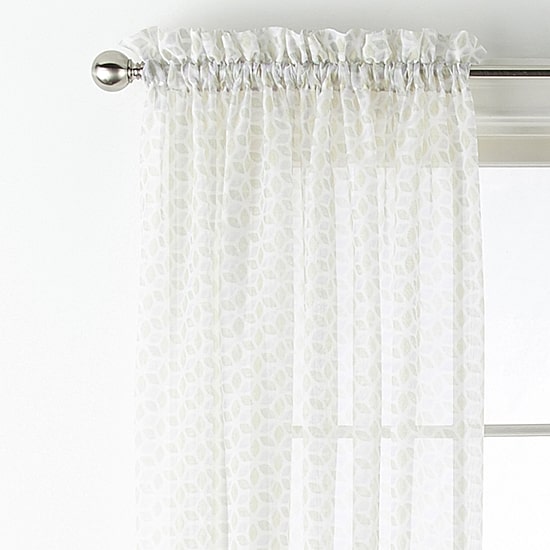 Home Expressions Lisette Geometric Print Rod Pocket Sheer Single Curtain Panel