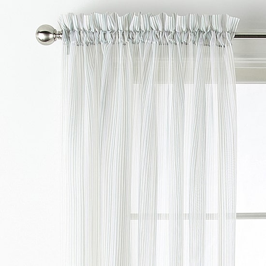 Home Expressions Lisette Stripe Print Rod Pocket Sheer Single Curtain Panel