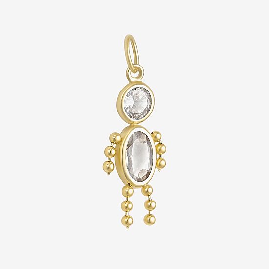 10K Gold April Birthstone Babies Boy Charm