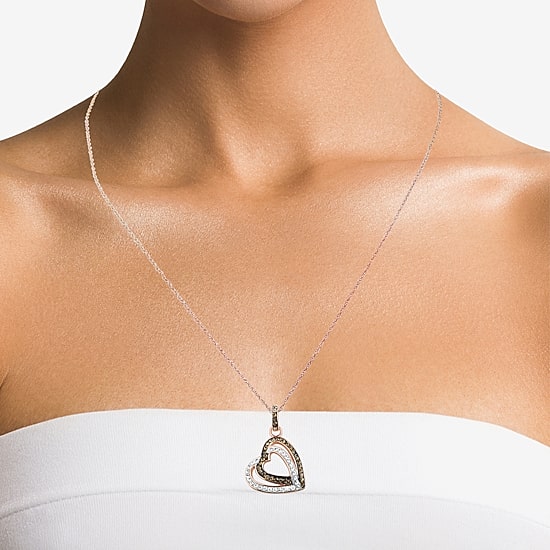 Rose 'N Chocolate Heart Crystal Pendant Necklace