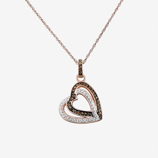 Rose 'N Chocolate Heart Crystal Pendant Necklace