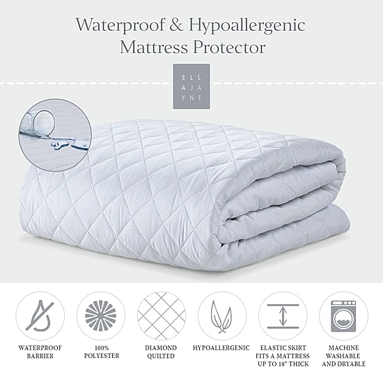 Ella Jayne Breathable Quilted Top Waterproof Mattress Pad 18IN Depth