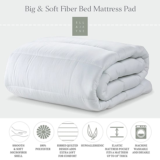 Ella Jayne Big & Soft Mattress Pad Fits 18IN Depth Mattress
