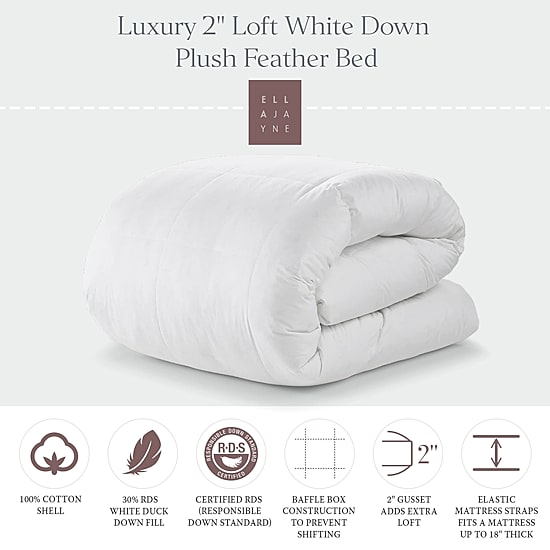 Ella Jayne Luxury White Down Plush Featherbed Mattress Topper