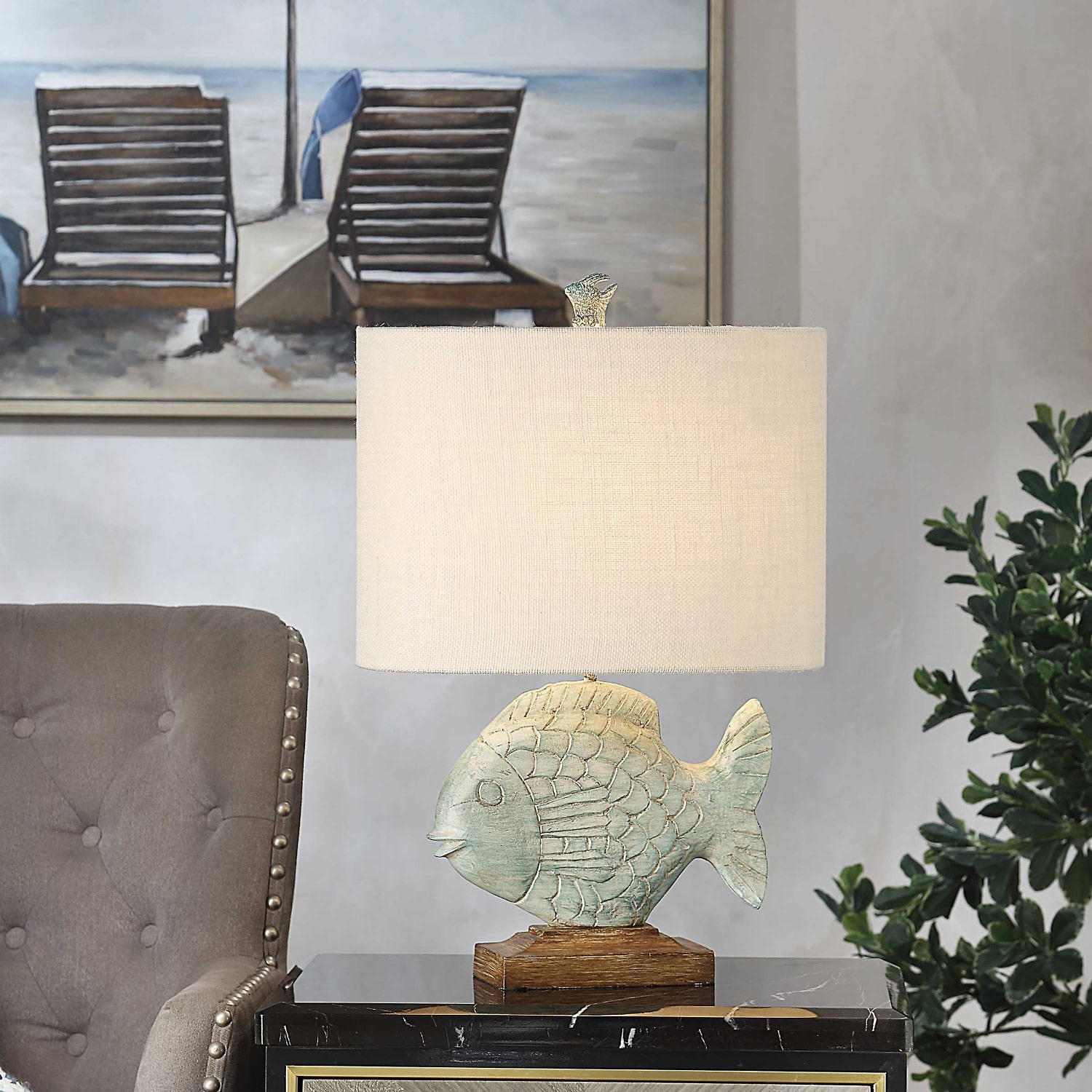 Stylecraft 17 W Ocean Blue Table Lamp