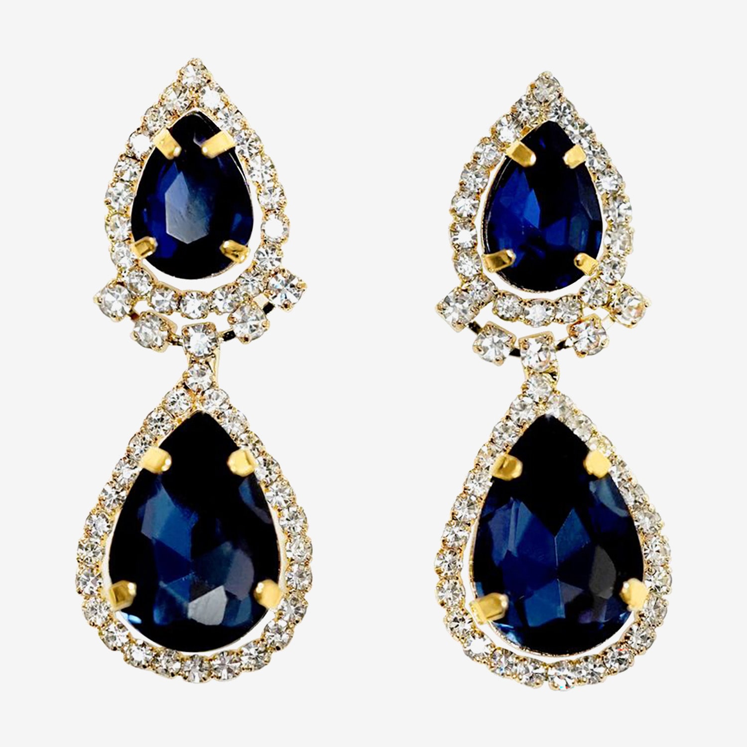 Bijoux Bar Womens Simulated Blue Glass Drop Earrings