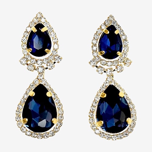 Bijoux Bar Womens Simulated Blue Glass Drop Earrings