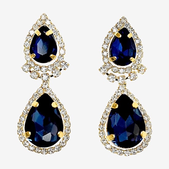 Bijoux Bar Womens Simulated Blue Glass Drop Earrings