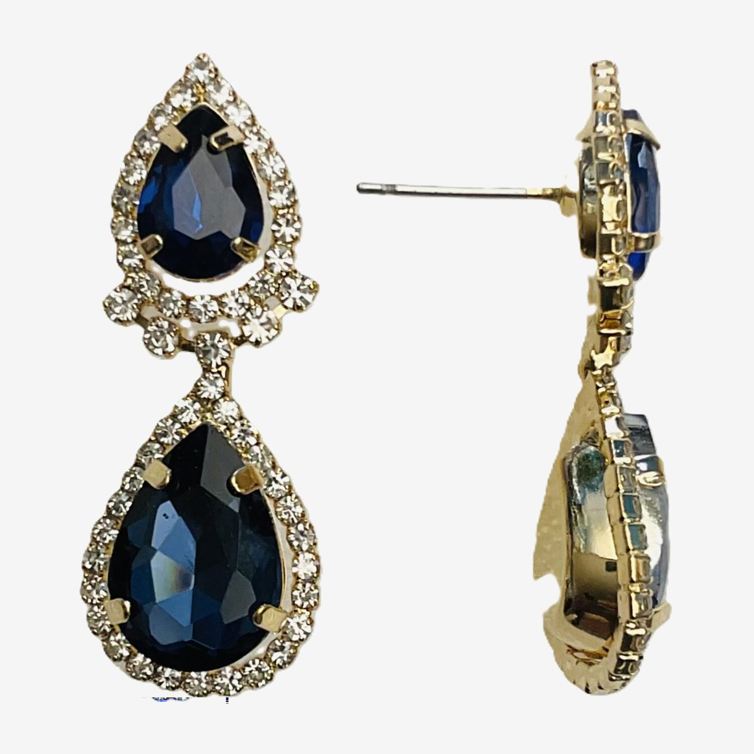 Bijoux Bar Womens Simulated Blue Glass Drop Earrings