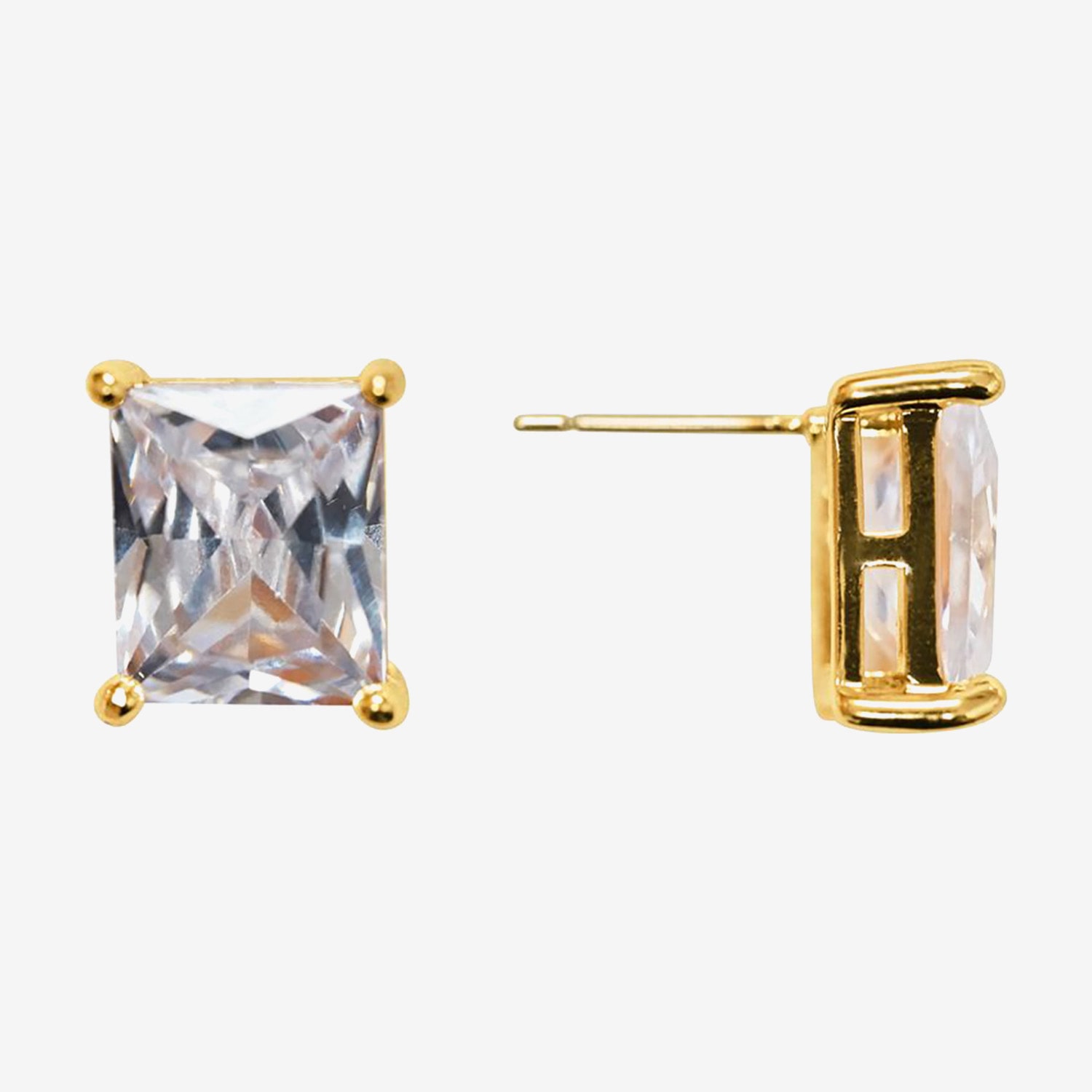 Bijoux Bar Simulated White Glass Square Stud Earrings