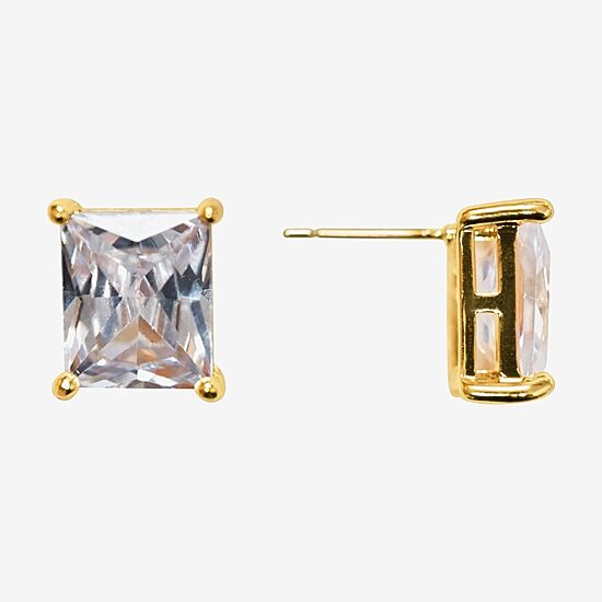 Bijoux Bar Simulated White Glass Square Stud Earrings