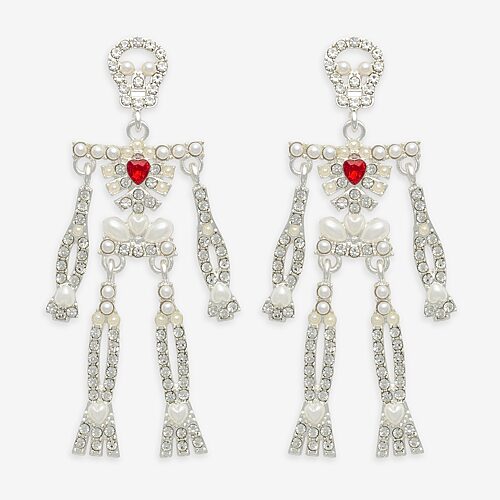 Mixit Womens Skull Drop Earrings In Silver
