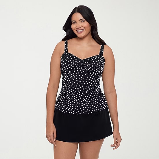 Trimshaper Womens Dots Tankini Swimsuit Top