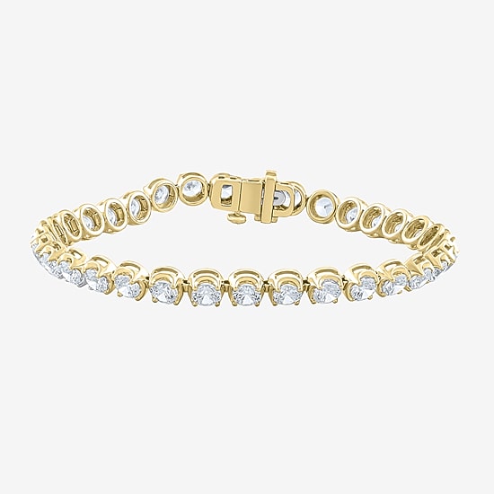 (F / Vs2) Womens 8 Ct.T.W. Lab Grown White Diamond 10K Gold 6 1/2 Inch Tennis Bracelet