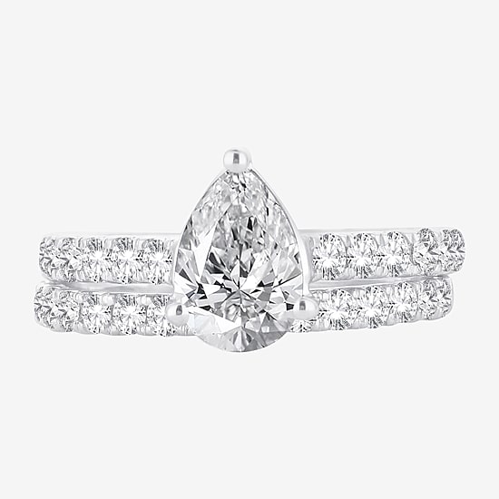 (H-I / SI1-SI2) Signature By Modern Bride Womens 2 1/2 CT. TW. Lab Grown White Diamond in 14K Gold Pear Bridal Set
