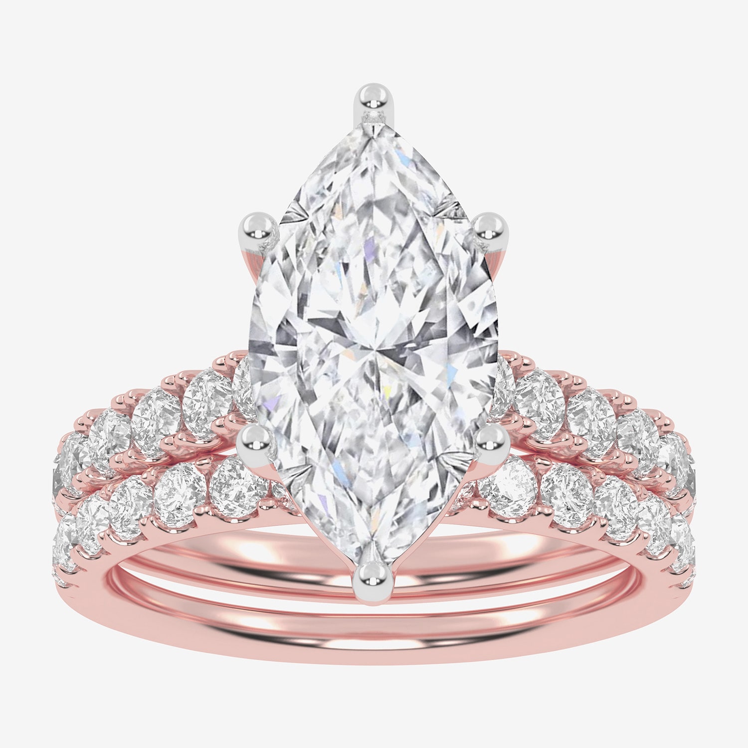 Signature By Modern Bride (G-H / Vs2-Si1) Womens 4 CT. T.W. Lab Grown White Diamond 14K Gold Marquise Side Stone Bridal Set