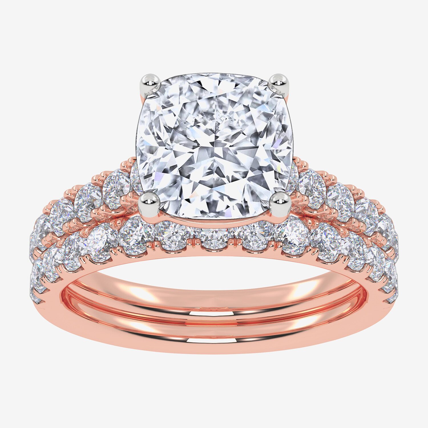 Signature By Modern Bride (G-H / Vs2-Si1) Womens 2 1/2 CT. T.W. Lab Grown White Diamond 14K Gold Cushion Side Stone Bridal Set