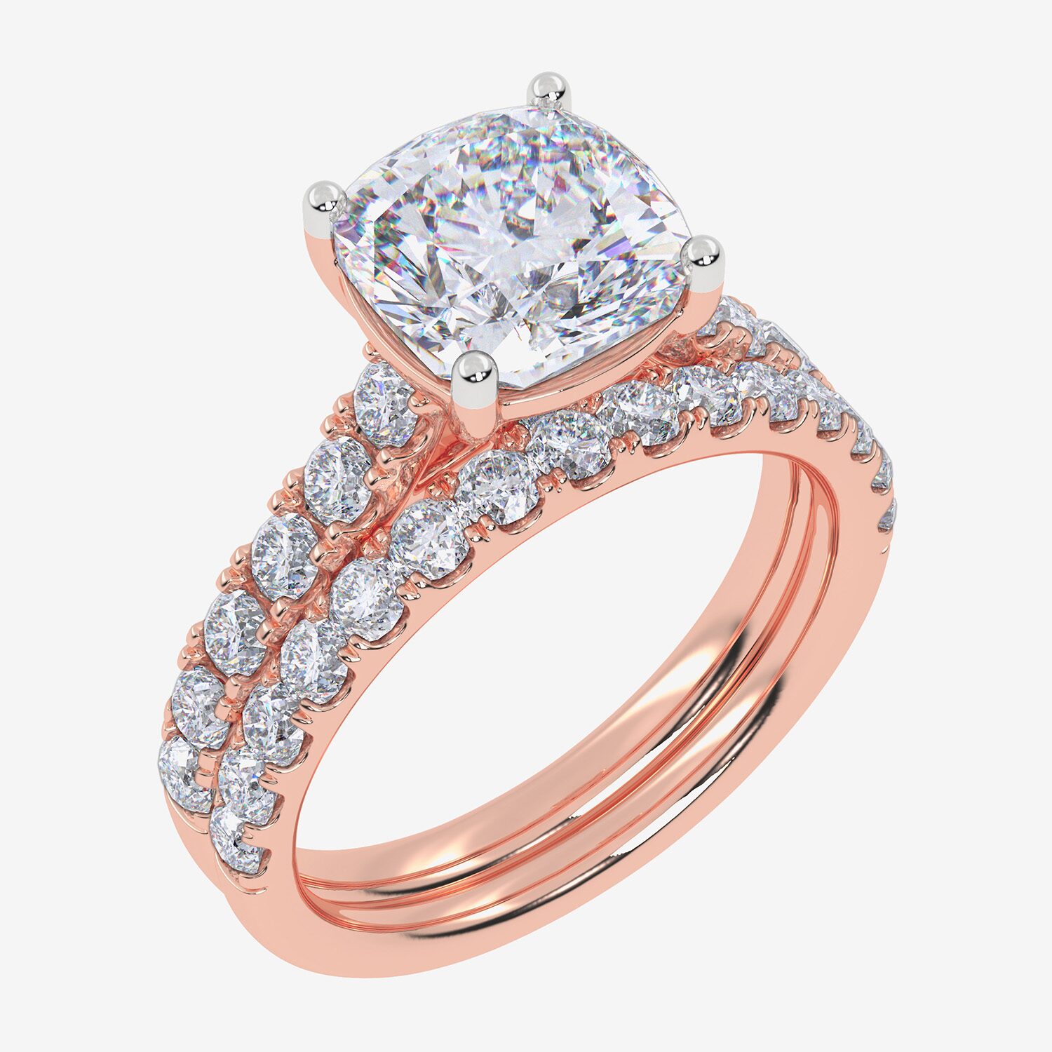 Signature By Modern Bride (G-H / Vs2-Si1) Womens 2 1/2 CT. T.W. Lab Grown White Diamond 14K Gold Cushion Side Stone Bridal Set