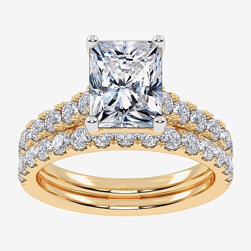 Signature By Modern Bride (G-H / Vs2-Si1) Womens 2 1/2 CT. T.W. Lab Grown White Diamond 14K Gold Side Stone Bridal Set, 9, Yellow