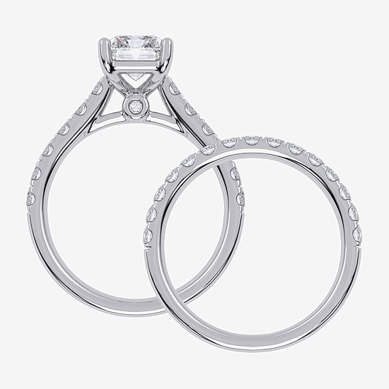 Signature By Modern Bride (G-H / Vs2-Si1) Womens 2 1/2 CT. T.W. Lab Grown White Diamond 14K Gold Side Stone Bridal Set