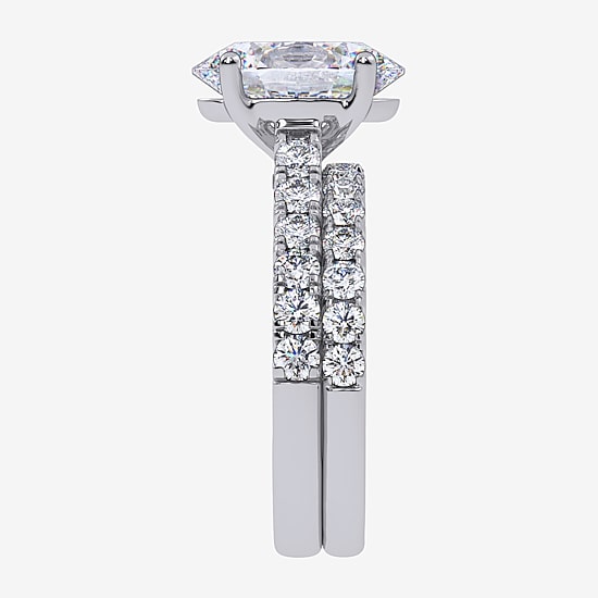 Signature By Modern Bride (G-H / Si1-Si2) Womens 4 CT. T.W. Lab Grown White Diamond 14K Gold Oval Side Stone Bridal Set