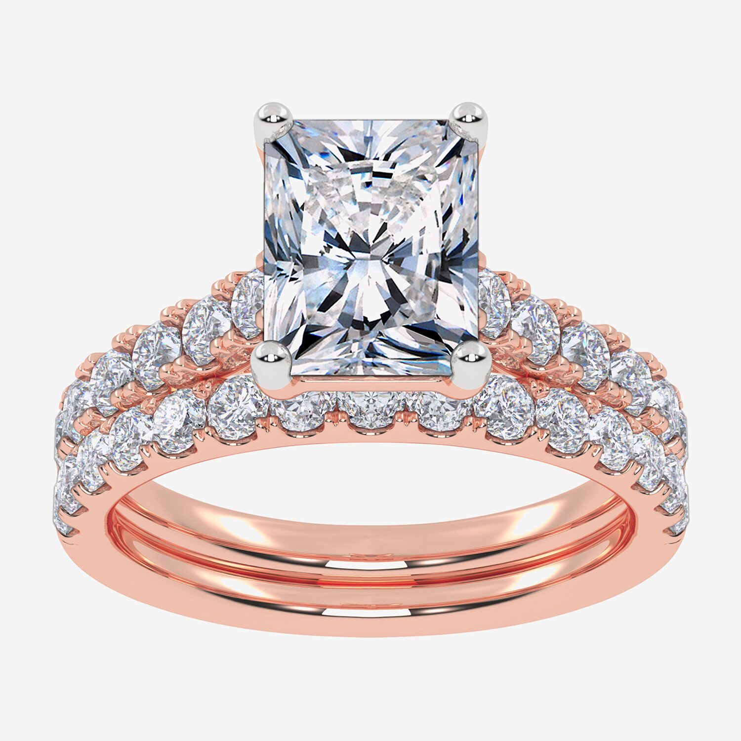(G-H / Vs2-Si1) Womens 2 1/2 CT. T.W. Lab Grown White Diamond 14K Gold Side Stone Bridal Set