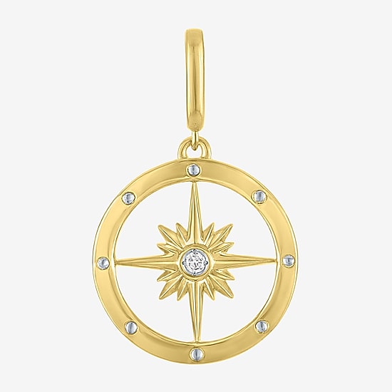 Charmed by Diamond Addiction Compass (G-H / Si2- I1) Womens Diamond Accent Lab Grown White Diamond Accent 14K Gold Over Silver Pendant