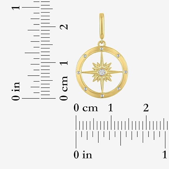 Charmed by Diamond Addiction Compass (G-H / Si2- I1) Womens Diamond Accent Lab Grown White Diamond Accent 14K Gold Over Silver Pendant