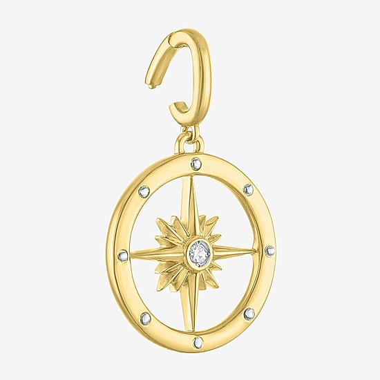 Charmed by Diamond Addiction Compass (G-H / Si2- I1) Womens Diamond Accent Lab Grown White Diamond Accent 14K Gold Over Silver Pendant