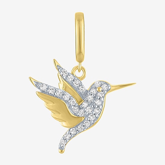 Charmed by Diamond Addiction 1/10 CT. T.W. Humming Bird (G-H / Si2- I1) White Diamond 14K Gold Over Silver Charm