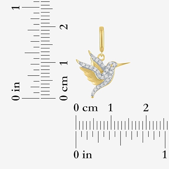 Charmed by Diamond Addiction 1/10 CT. T.W. Humming Bird (G-H / Si2- I1) White Diamond 14K Gold Over Silver Charm
