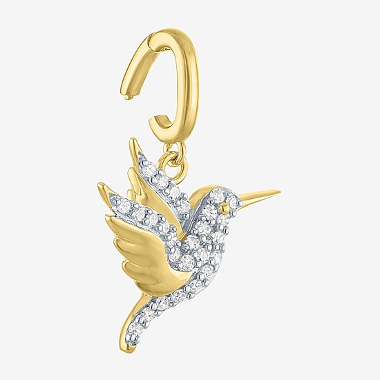 Charmed by Diamond Addiction 1/10 CT. T.W. Humming Bird (G-H / Si2- I1) White Diamond 14K Gold Over Silver Charm