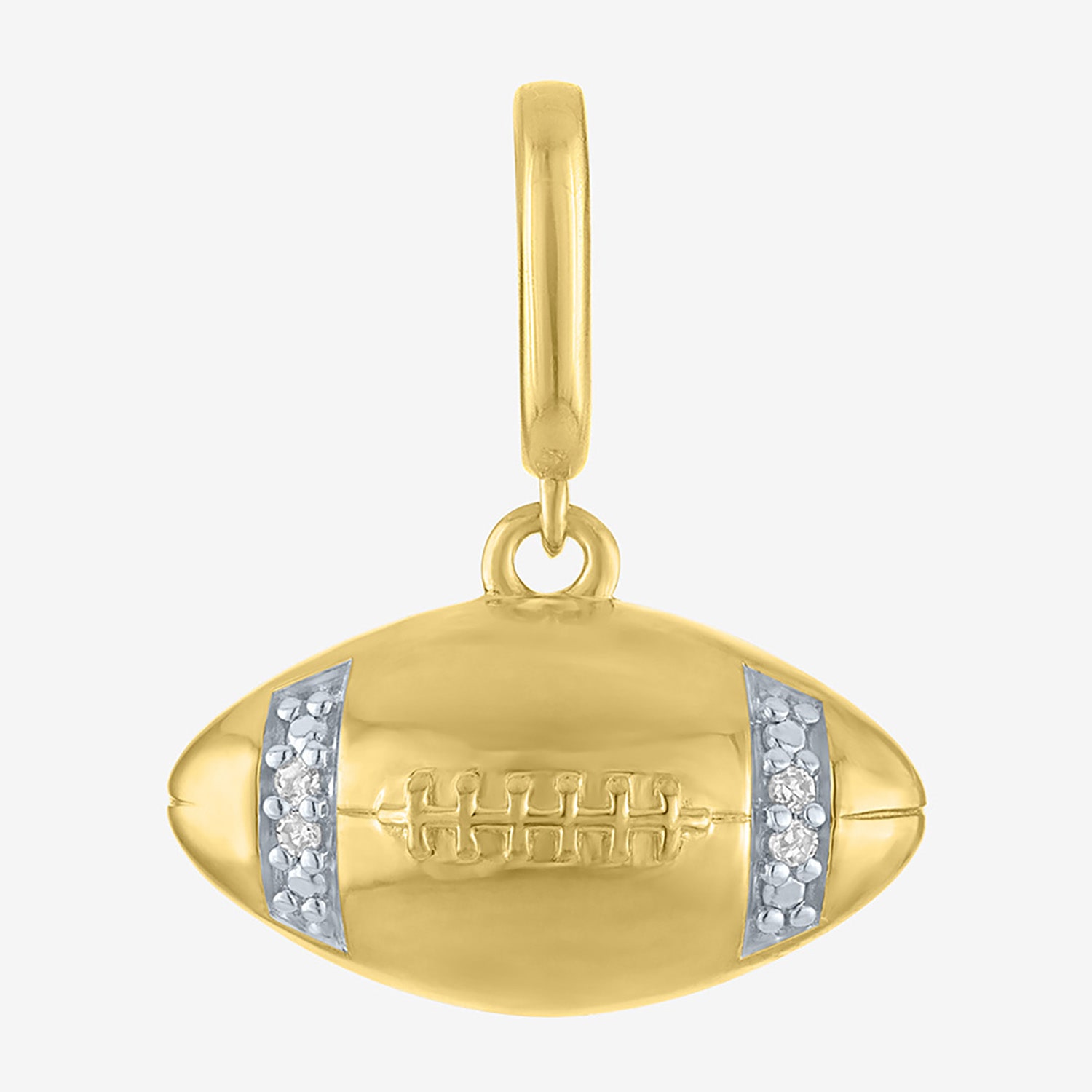 Charmed by Diamond Addiction Accent Football (G-H/ Si2-I1) White 14K Gold Over Silver Charm