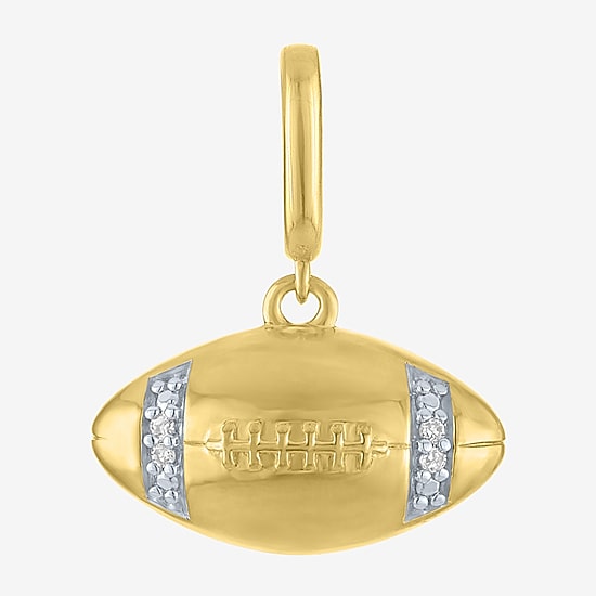 Charmed by Diamond Addiction Diamond Accent Football (G-H/ Si2-I1) White Diamond 14K Gold Over Silver Charm