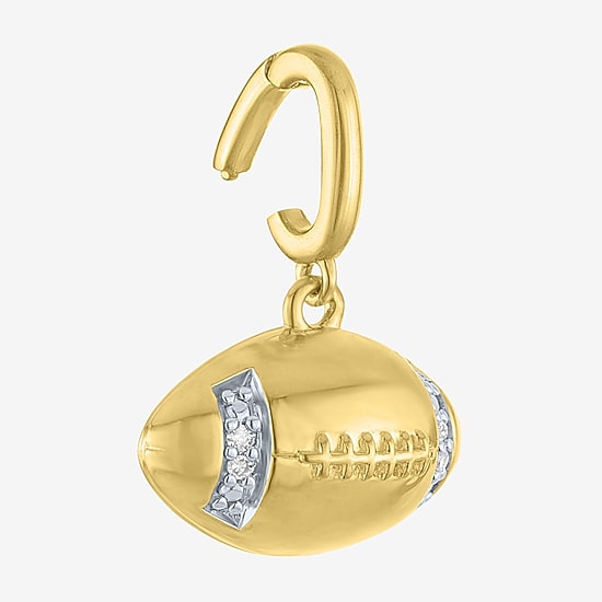 Charmed by Diamond Addiction Diamond Accent Football (G-H/ Si2-I1) White Diamond 14K Gold Over Silver Charm