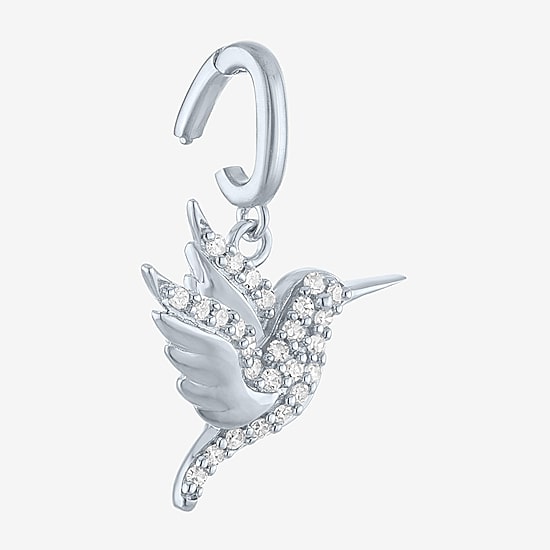 Charmed by Diamond Addiction 1/10 CT. T.W. Humming Bird (G-H / Si2- I1) White Diamond 14K Gold Over Silver Charm